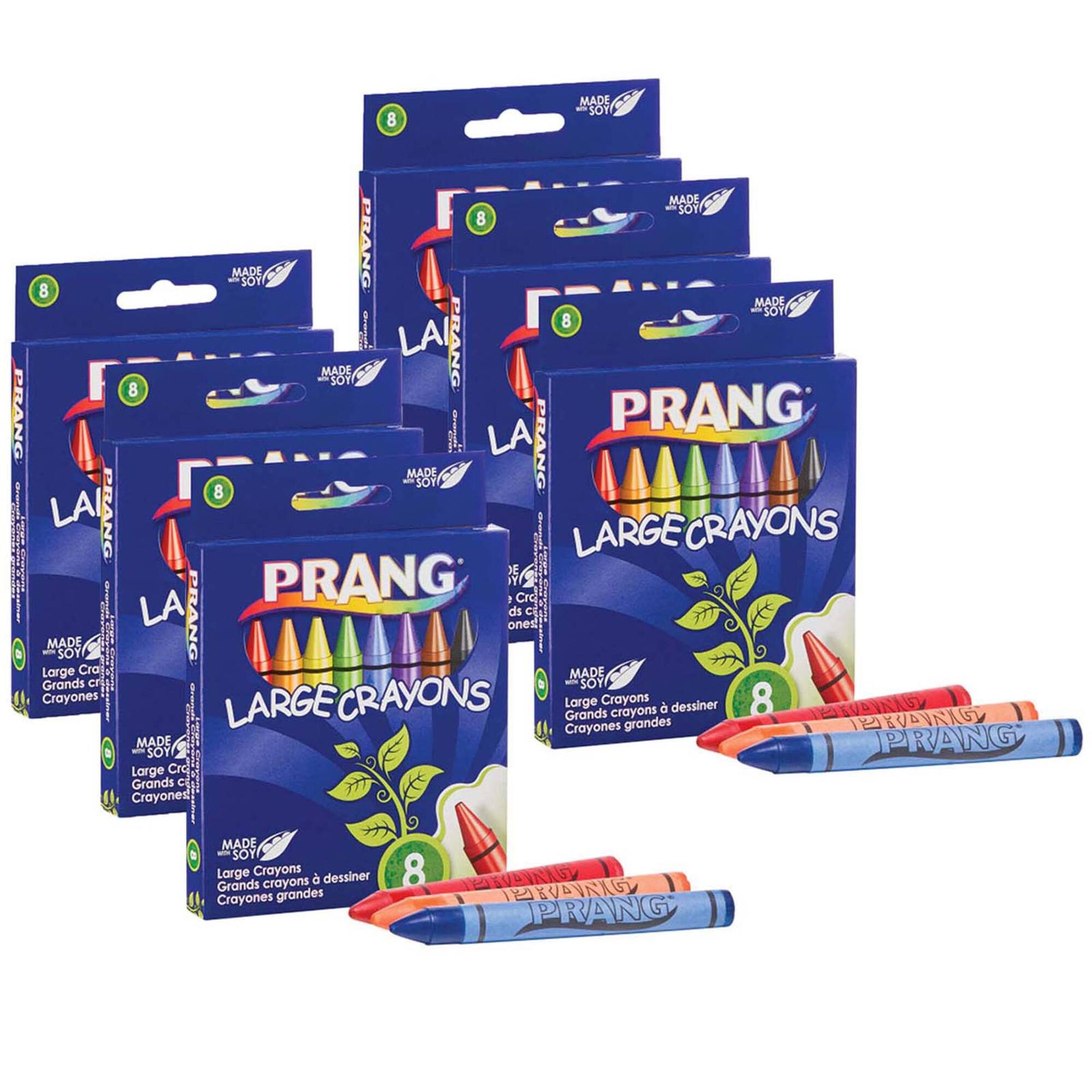 Prang® Large Soybean Crayons, 6 Packs of 8